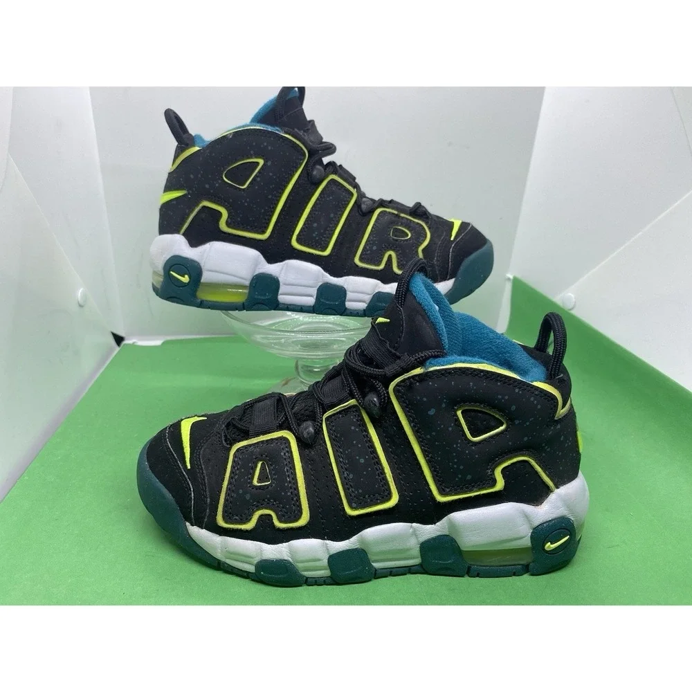 Nike Air More Uptempo Mid Black Geode Teal 2023 Kids Sz 4.5Y DZ2809-001
